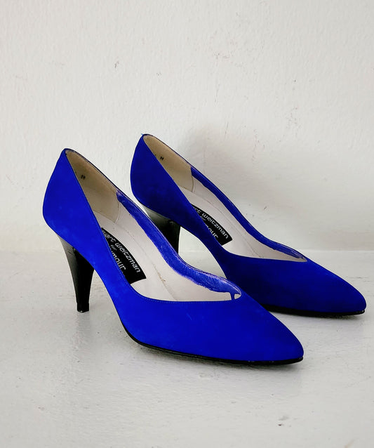 80s Blue Suede Pumps Stuart Weitzman Shoes Heels 6.5