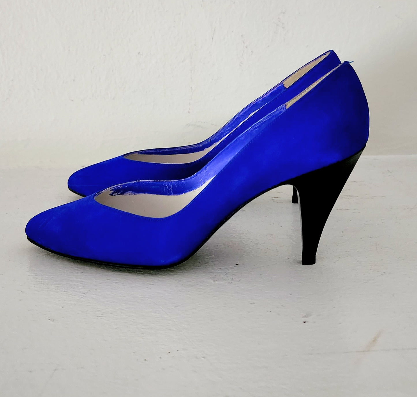 80s Blue Suede Pumps Stuart Weitzman Shoes Heels 6.5