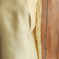 60s Yellow Silk Dress Crocheted Long Sleeves L