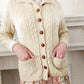 60s Irish Sweater Cardigan Barnas-Mor Cream Wool Donegal Handknit NWT