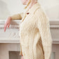 60s Irish Sweater Cardigan Barnas-Mor Cream Wool Donegal Handknit NWT