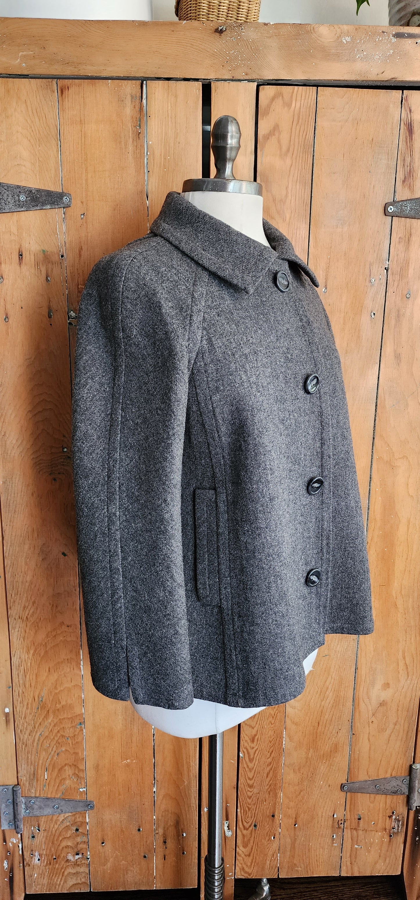 60s Gray Wool Jacket Red Lining