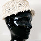 50s White Hat Crochet Style Lacy Beanie