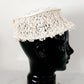 50s White Hat Crochet Style Lacy Beanie