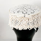 50s White Hat Crochet Style Lacy Beanie
