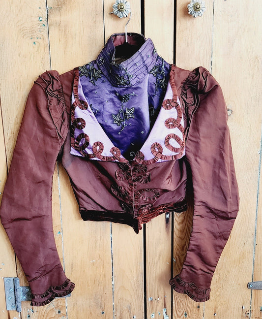 Edwardian Silk Beaded Jacket Brown Purple