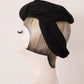 1930s Black Cloth Hat Rear Strap Debutante Room Marshall Field