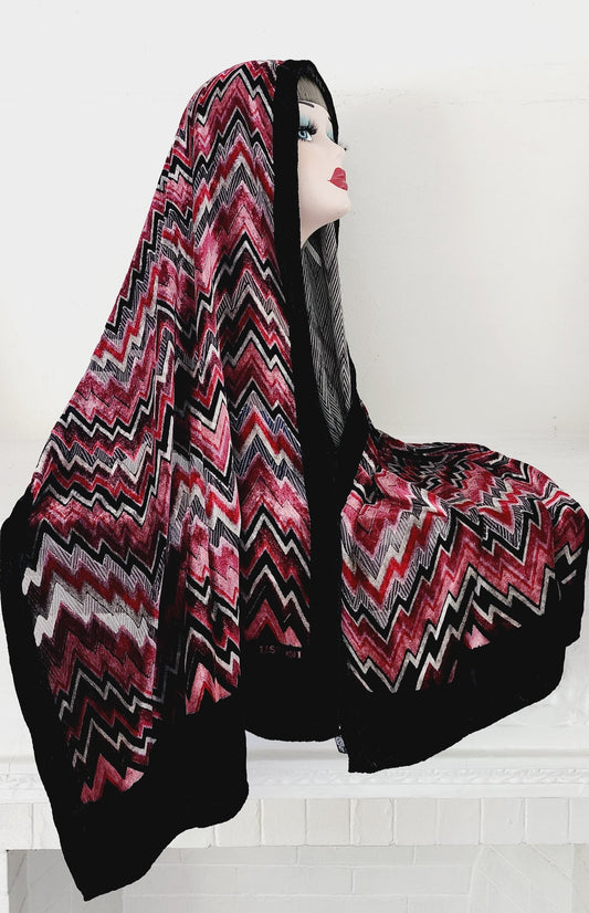 MISSONI Scarf Velvet Zig Zag Silk Viscose Italy