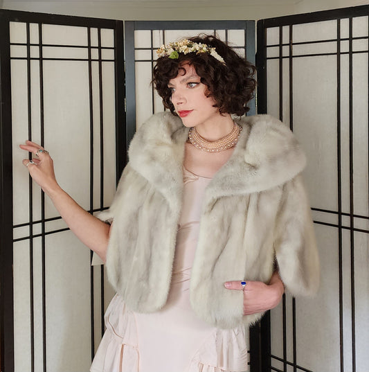 50s Blonde Mink Fur Stole Wrap Alper Furs Chicago