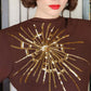 40s Skirt Suit Brown Rayon Gold Sequined Top Sunburst Star Fred A Block