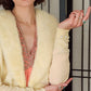 50s Cream Wool Cardigan w/White Fur Collar