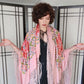 1920s Embroidered Pink Piano Shawl Handknot Border Fringe