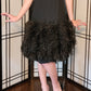 60s Black Party Dress Maribou w/ Feather Skirt