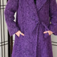 80 Purple Coat by Pauline Trigere Fuzzy Felt Texture - Large