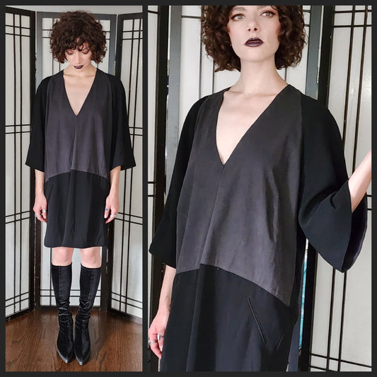 Derek Lam Dress Black & Gray Faux Suede / NWT / M