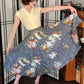 50s Cotton Print Circle Skirt in Gray Carnival Print Italian Theater Rockland
