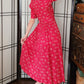 80s Laura Ashley Dress Red Cotton Floral Print w/Short Sleeves
