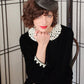 80s Black Velvet Dress White Lace Collar Joan Leslie Kasper