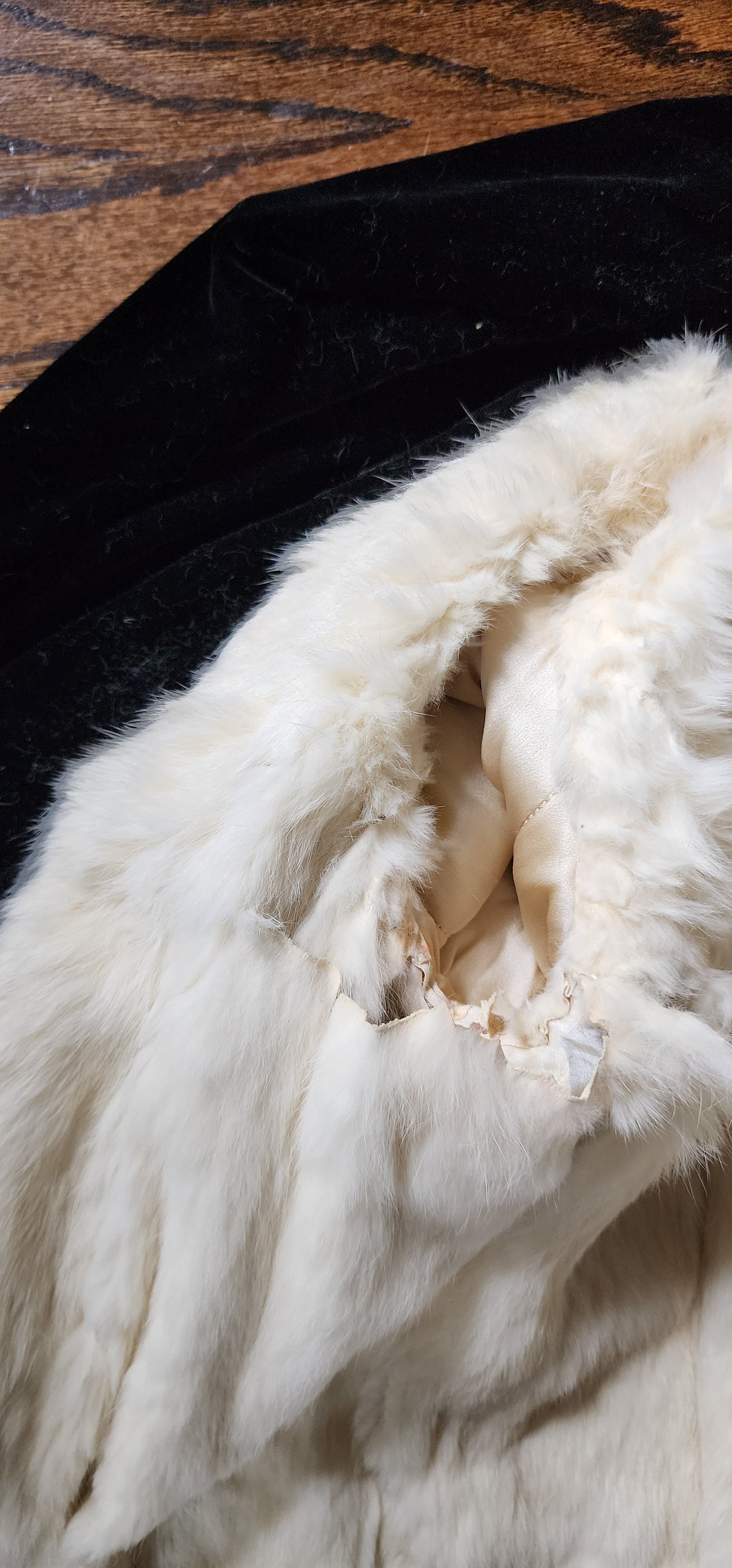 30s Lanvin Black Velvet Coat White Fur Lining