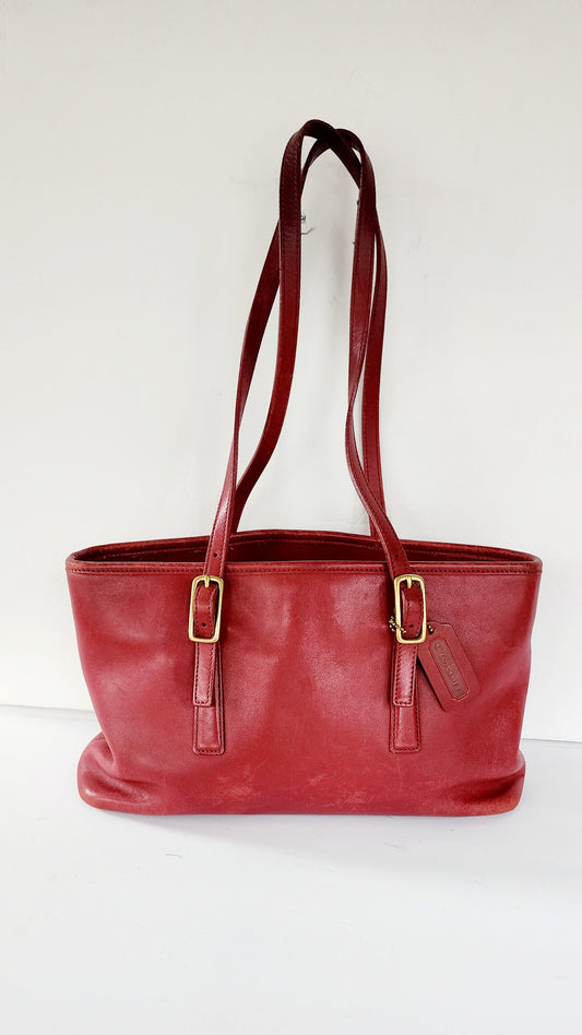 90s Red Leather Coach Bag Legacy Satchel #9813