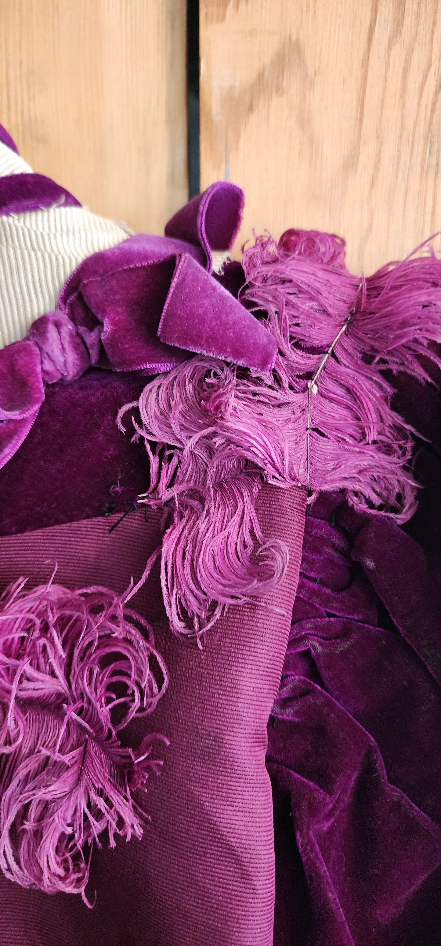 Edwardian Jacket Purple Velvet Cream Lace & Feathers