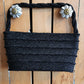 50s Black Beaded Handbag Shiny Hematite
