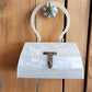 50s White Lucite Bag Top Handle Box Purse by Florida Handbags