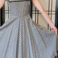 50s Black & White Checked Dress Rhinestone Top
