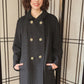 60s Black Coat Quilted w/Blue Rhinestone Buttons Bohan Landorf