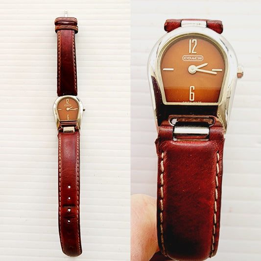 COACH Ladies Watch Horseshoe Shape Burgundy Red Strap