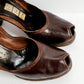 40s Brown Shoes Peep Toe High Heel Slingbacks Size 10 RARE