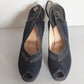 40s Peep Toe Black Shoes High Heel Slingbacks 10