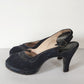 40s Peep Toe Black Shoes High Heel Slingbacks 10