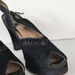 40s Peep Toe Black Shoes High Heel Slingbacks 10