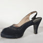 40s Peep Toe Black Shoes High Heel Slingbacks 10