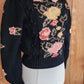 80s Black Sweater Pink Rose Flowers Liz Claiborne