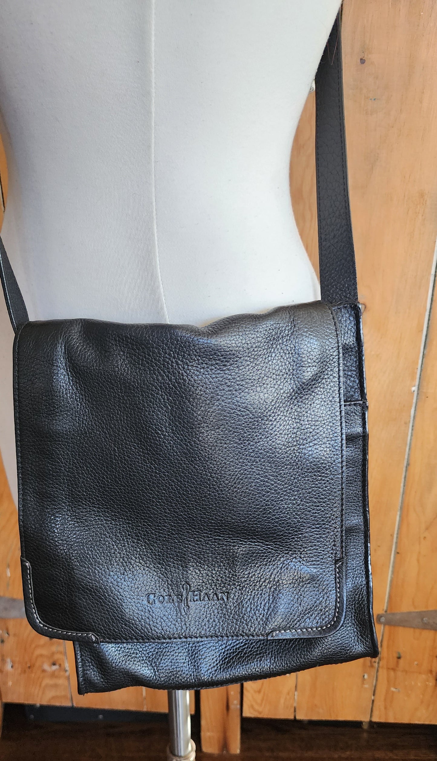 Cole Haan Messenger Bag Black Leather