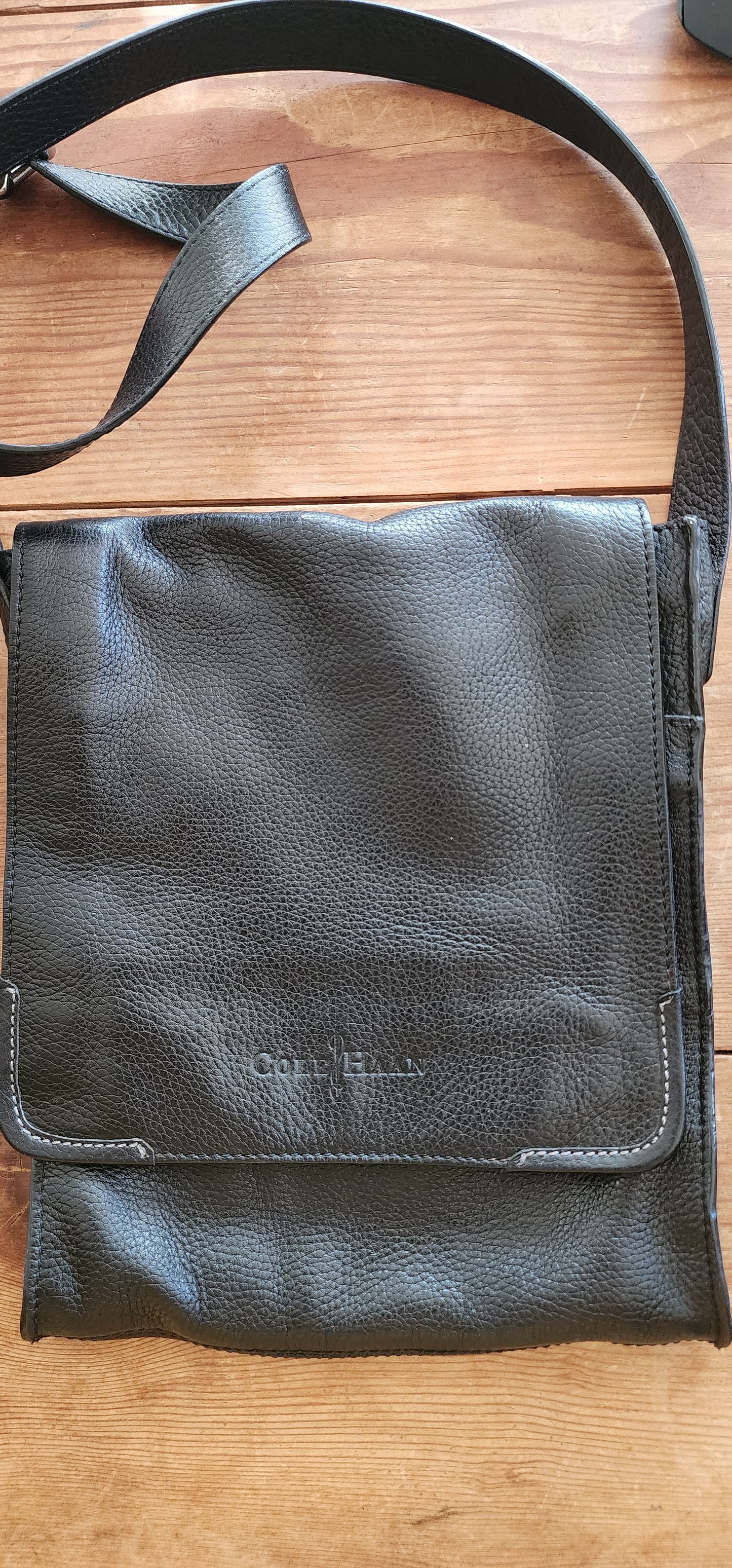 Cole Haan Messenger Bag Black Leather