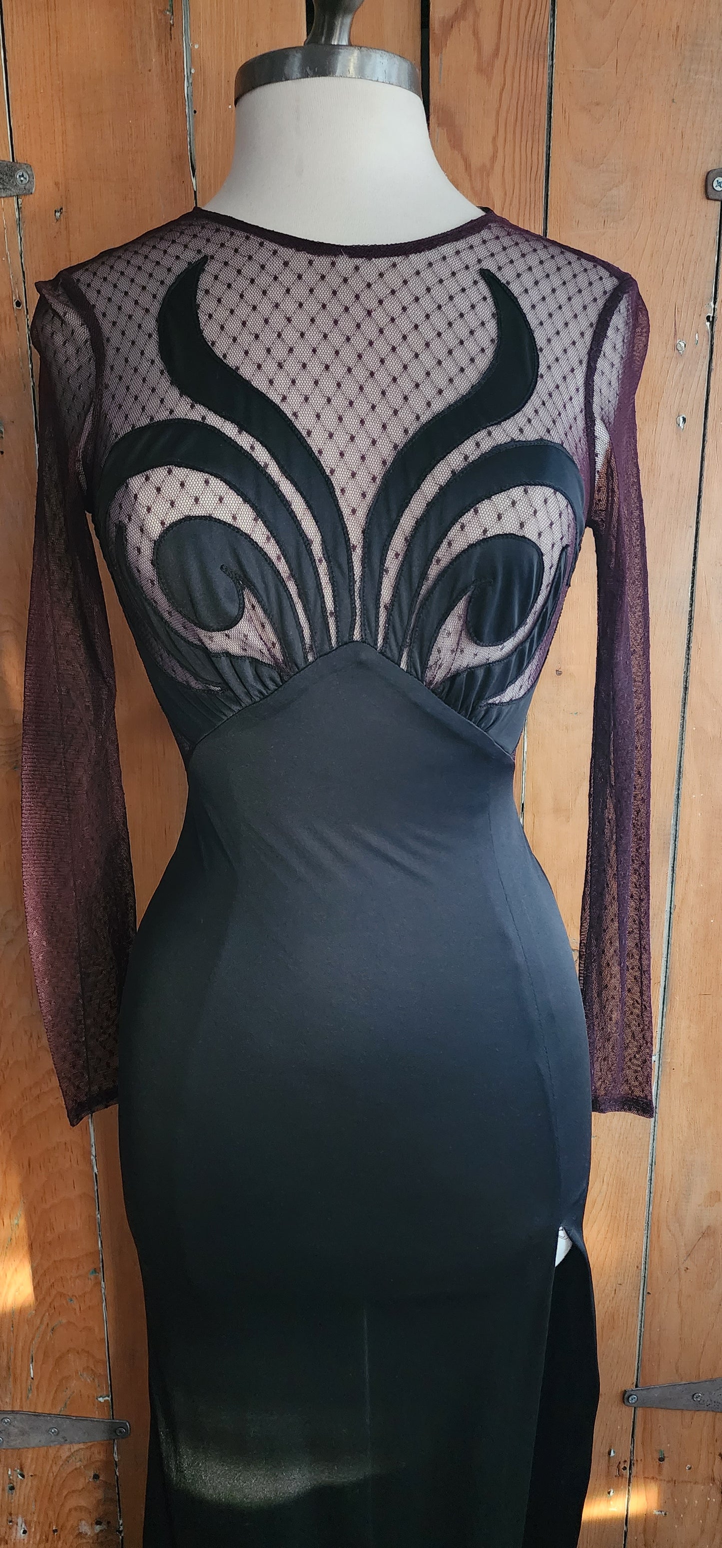 90s Black Dress Fredericks of Hollywood Sheer Spiral Top