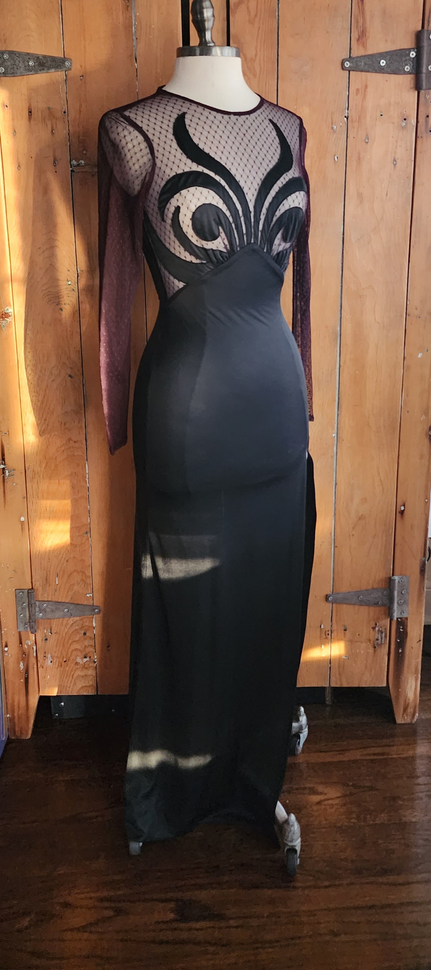 90s Black Dress Fredericks of Hollywood Sheer Spiral Top 90s Black Dress Fredericks of Hollywood Sheer Spiral Top