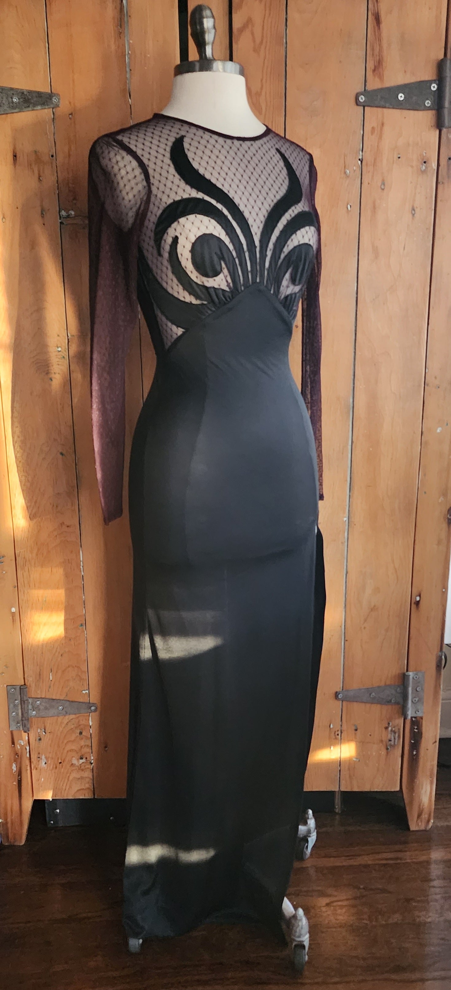 90s Black Dress Fredericks of Hollywood Sheer Spiral Top RareJule Vintage 90s Black Dress Fredericks of Hollywood Sheer Spiral Top RareJule Vintage
