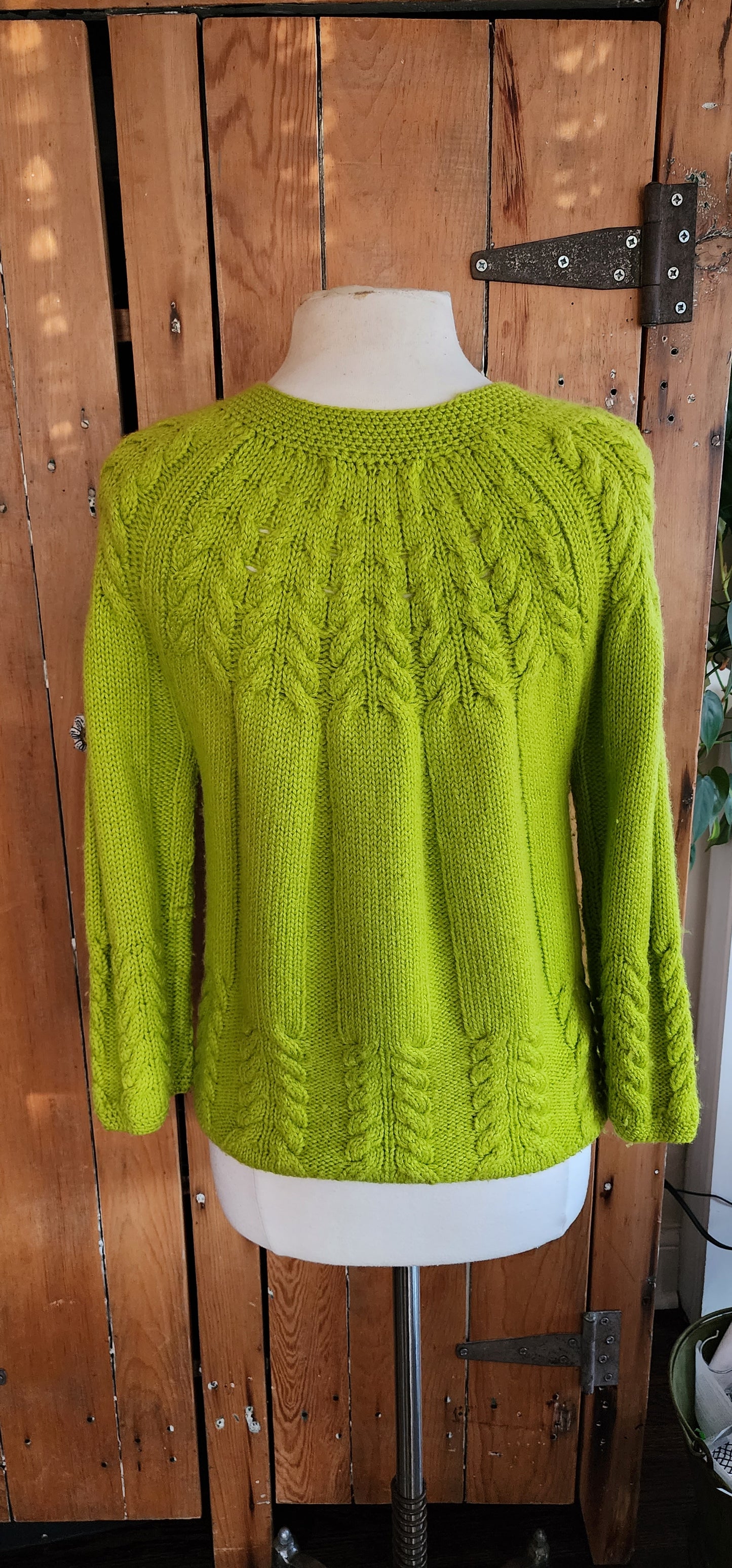 60s Lime Green Sweater Handknit by LeRoy Virgin Wool