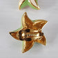 Vintage 80s St John Earrings Starfish Seastar Green Enamel Clips