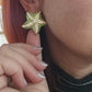 Vintage 80s St John Earrings Starfish Seastar Green Enamel Clips