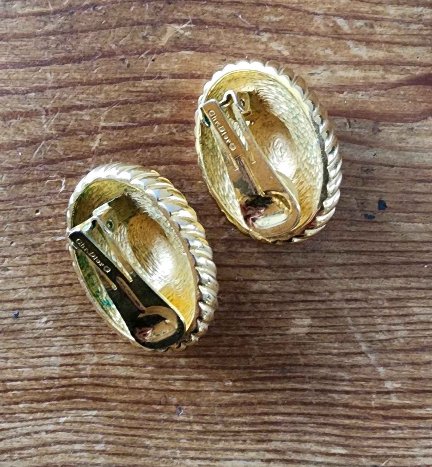 Vintage 90s Christian Dior Earring Clips Gold Shields