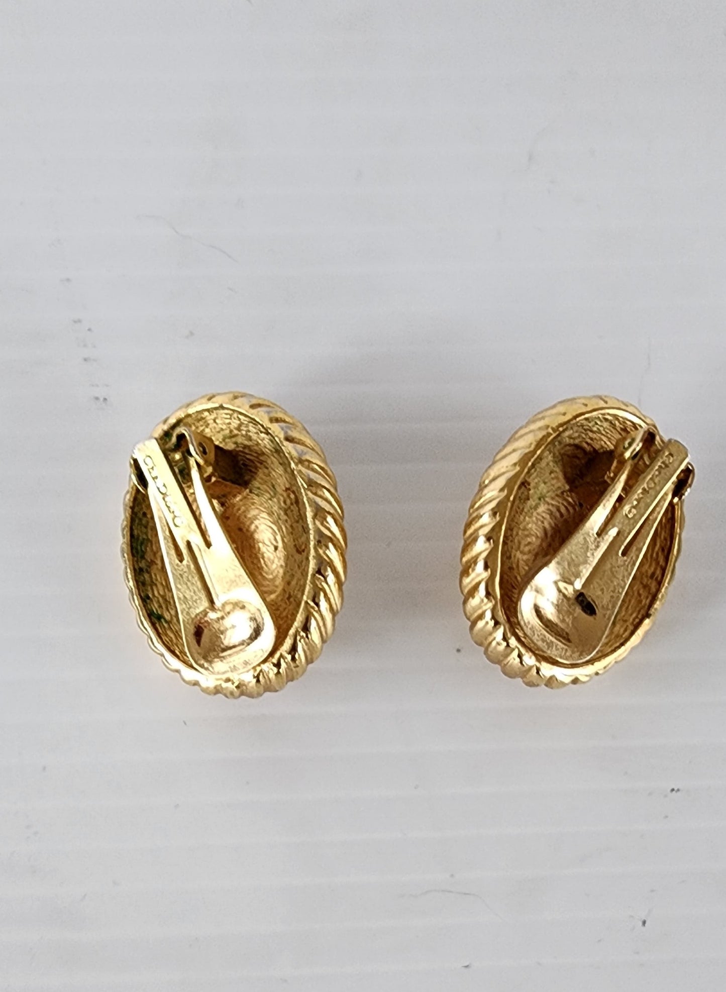 Vintage 90s Christian Dior Earring Clips Gold Shields