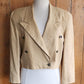 Vintage 80s Beige Linen Blazer Cropped Jacket Marshall Fields