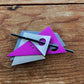 80s Metal Brooch Memphis Design Purple Gray Oversized Pin