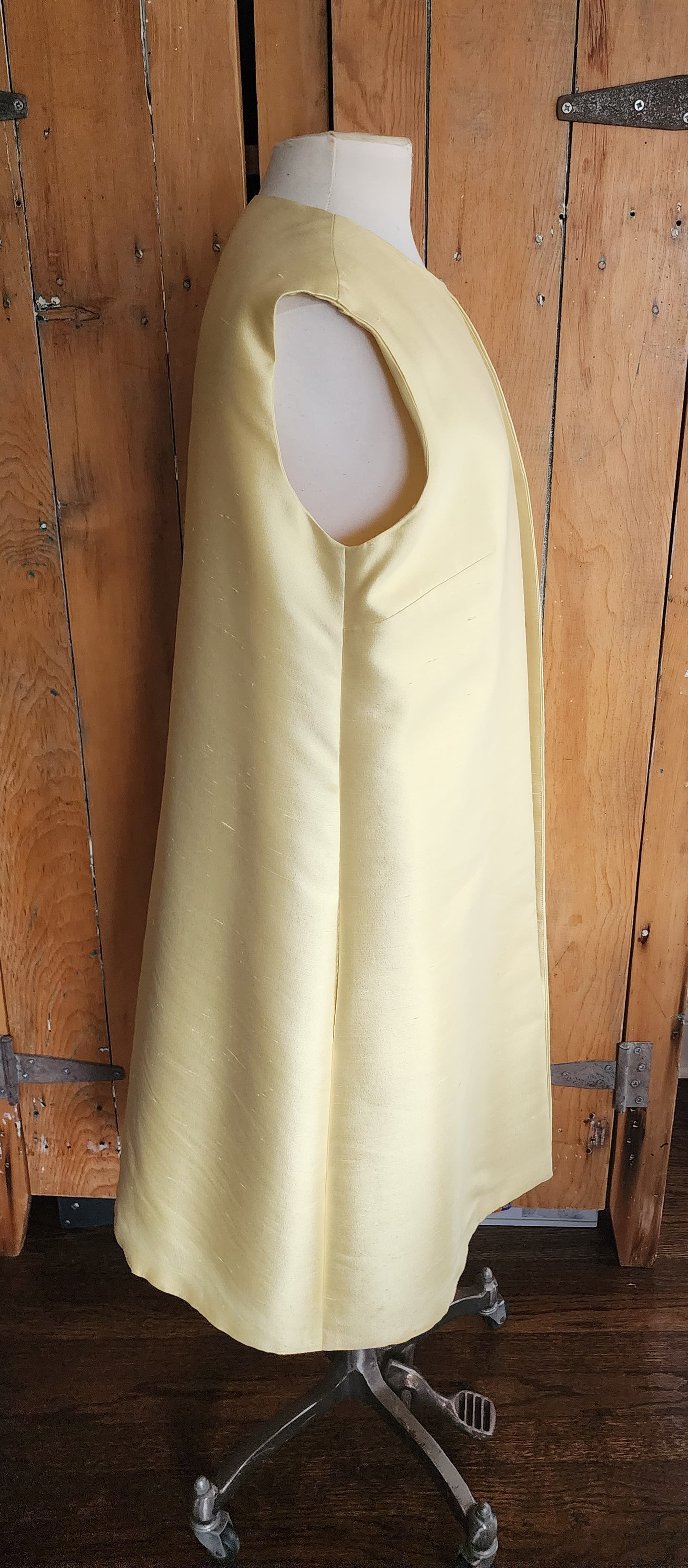 Vintage 60s Long Vest Yellow Silk Duster