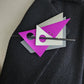 80s Metal Brooch Memphis Design Purple Gray Oversized Pin